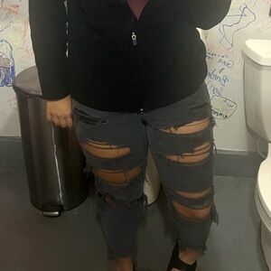 American Eagle Outfitters Ripped Gray Jeans